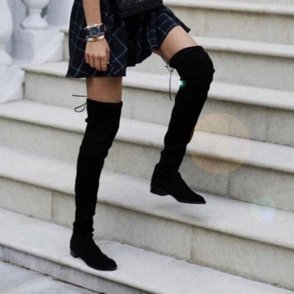 Stuart Weitzman lowland suede over the knee thigh high black suede boots - Picture 1 of 16